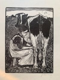 Cow milker woodcut
